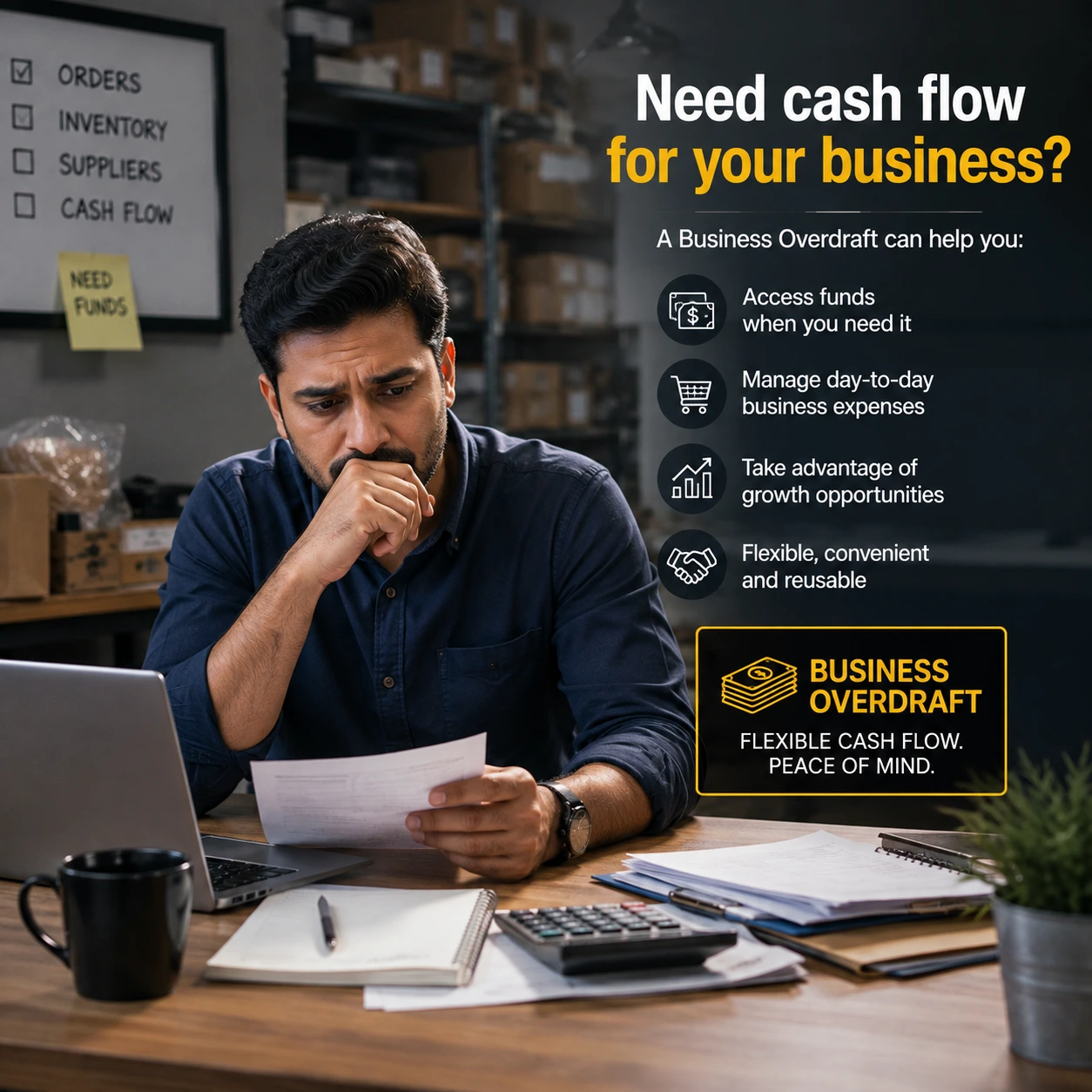 Business owner managing cash flow and working capital